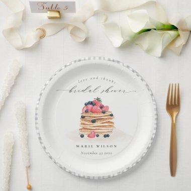 Rustic Cute Fruit Pancake Watercolor Bridal Shower Paper Plates