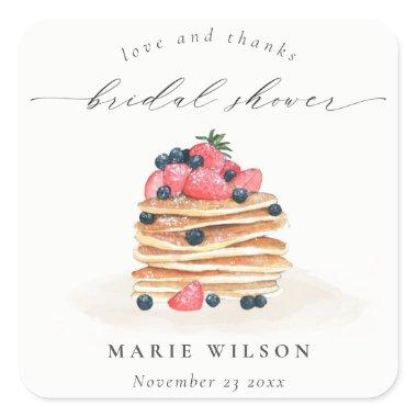 Rustic Cute Fruit Pancake Watercolor Bridal Shower Square Sticker