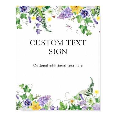 Rustic Daffodils and Wildflowers Custom Text Sign