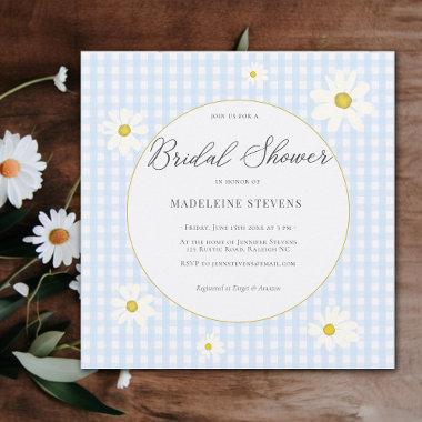 Rustic Daisies Baby Blue Gingham
