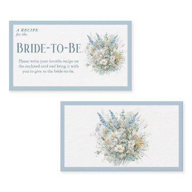 Rustic Daisies & Blue Floral Shower Recipe Request Enclosure