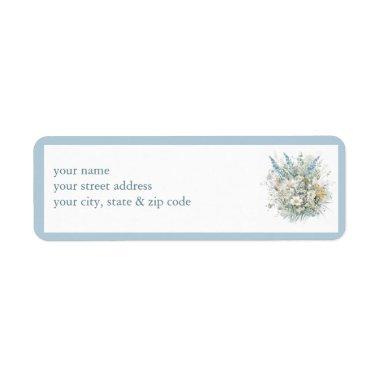 Rustic Daisies & Blue Floral Shower Recipe Request Label
