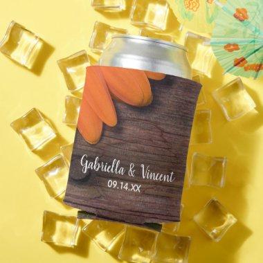 Rustic Daisy and Barn Wood Country Wedding Favors Can Cooler