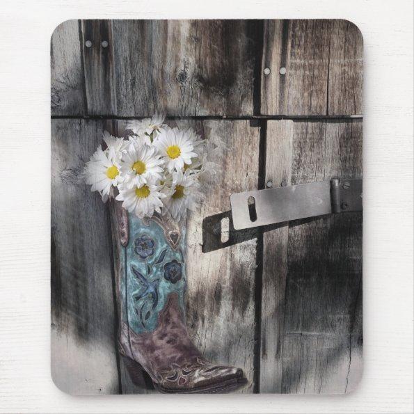 rustic daisy western country cowboy wedding mouse pad