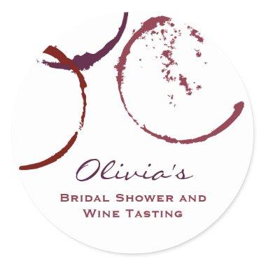 Rustic Dark Red Wine Stain Wedding Bridal Shower Classic Round Sticker