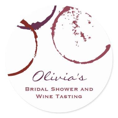 Rustic Dark Red Wine Stain Wedding  Classic Round Sticker
