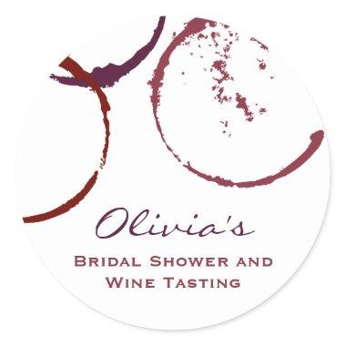 Rustic Dark Red Wine Stain Wedding Bridal Shower Classic Round Sticker