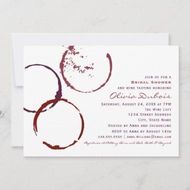 Rustic Dark Red Wine Stain Wedding Bridal Shower Invitations