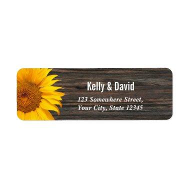 Rustic Dark Wood Sunflower Wedding Return Address Label