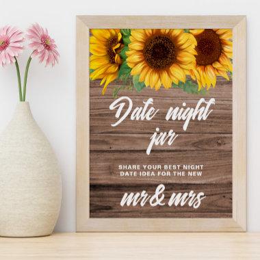 Rustic Date Night Jar Sunflower Bridal Shower sign