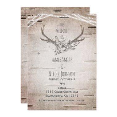 Rustic Deer Antlers & White Birch Vintage Wedding