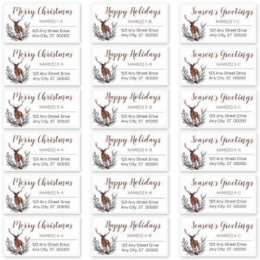 Rustic Deer Buck Christmas Holiday Address Labels