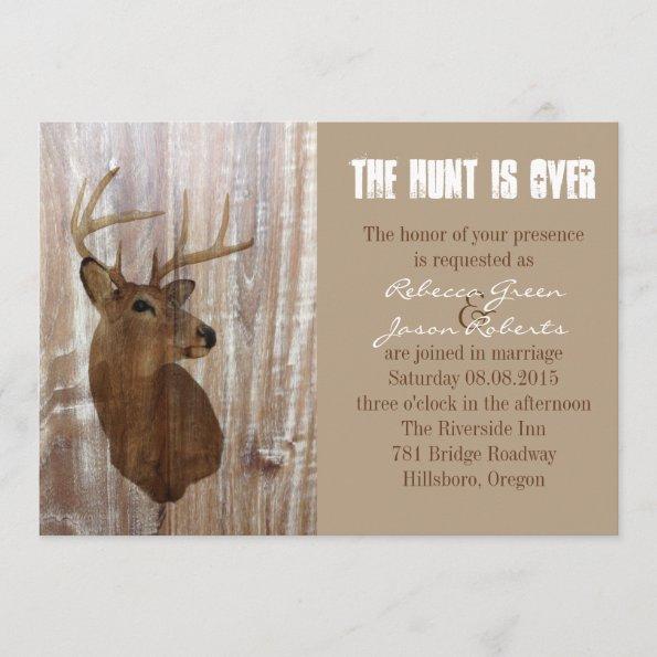 rustic deer the hunt is over wedding Invitations