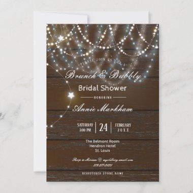 Rustic Draping Lights Bridal Shower Brunch Invitations