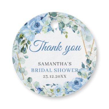 Rustic Dusty Blue Floral gold frame  Favor Tags