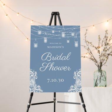 Rustic Dusty Blue Lights Bridal Shower Foam Board