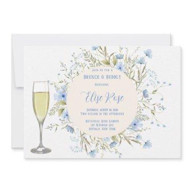 Rustic Dusty Blue Wildflowers Brunch & Bubbly