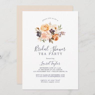 Rustic Earth Florals Bridal Shower Tea Party Invitations