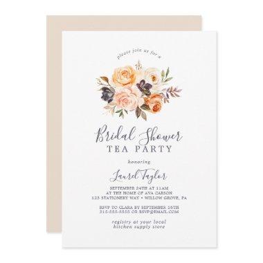 Rustic Earth Florals Bridal Shower Tea Party Invitations