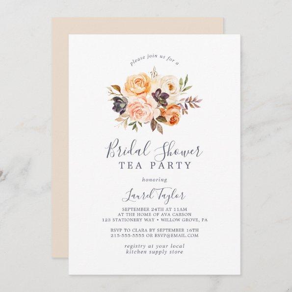 Rustic Earth Florals Bridal Shower Tea Party Invitations