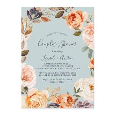 Rustic Earth Florals | Mint Couples Shower Invitations