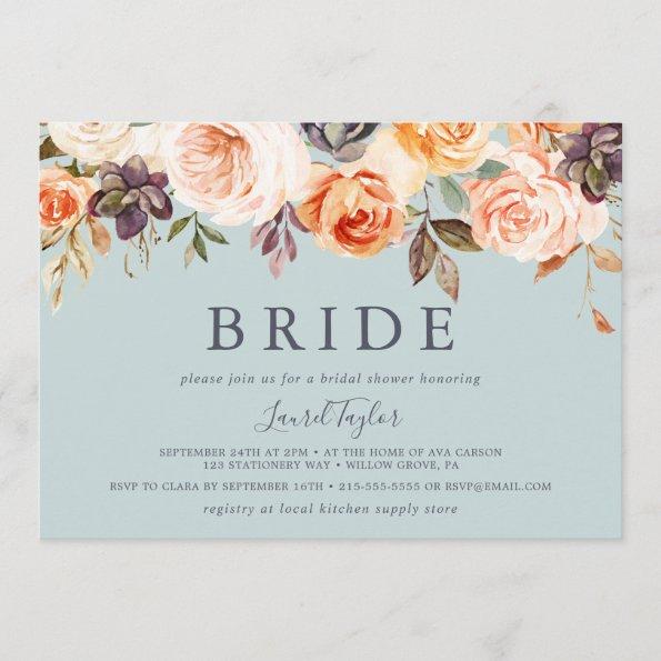 Rustic Earth | Mint Horizontal Bride Bridal Shower Invitations
