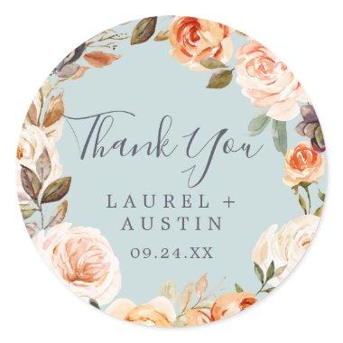 Rustic Earth Mint Thank You Wedding Favor Sticker
