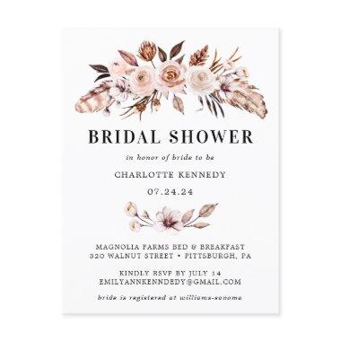 Rustic Earth-tone Boho Floral Bridal Shower Invitation PostInvitations