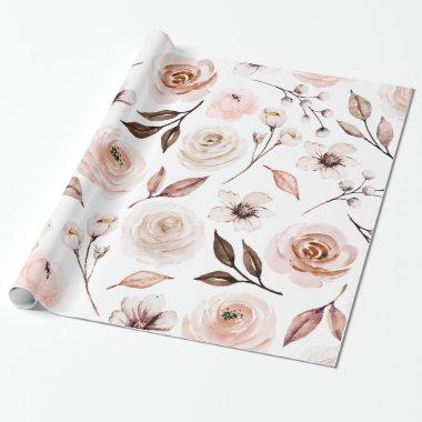 Rustic Earth-tone Boho Florals Gift Wrapping Paper