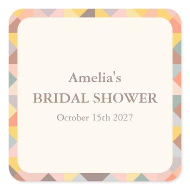 Rustic Earthy Geometric Custom Name  Square Sticker