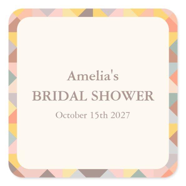Rustic Earthy Geometric Custom Name  Square Sticker