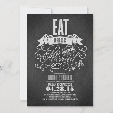 Rustic eat drink and be married bridal shower Invitations