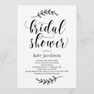 Rustic Elegance EDITABLE COLOR Bridal Shower Invitations