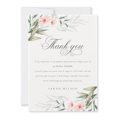 Rustic Elegant Blush Greenery Floral  Thank You