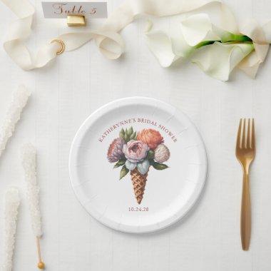 Rustic Elegant Boho Ice Cream Bridal Shower Paper Plates