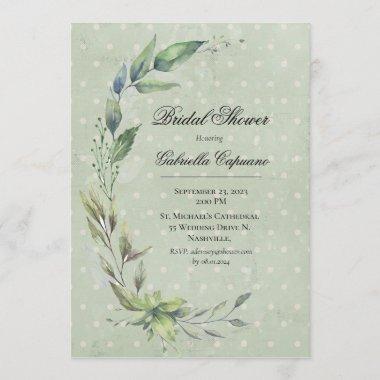 Rustic Elegant Greenery Leaves Bridal Shower Invitations