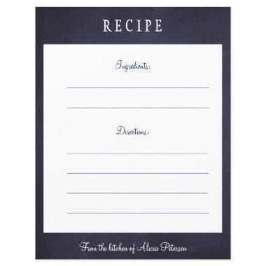 Rustic elegant navy blue chalkboard recipe