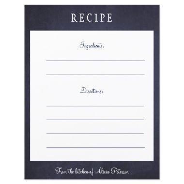 Rustic elegant navy blue chalkboard recipe Invitations