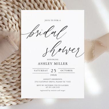 Rustic Elegant Simple Bridal Shower Invitations
