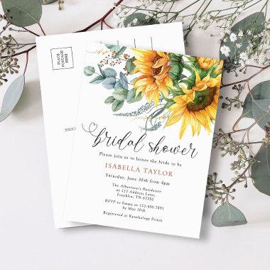 Rustic Elegant Sunflower Bridal Shower Invitation PostInvitations