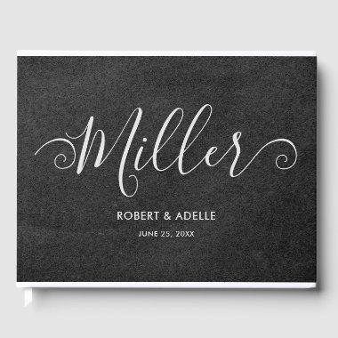 Rustic Elegant Swirly Script Family Name Wedding Guest Book