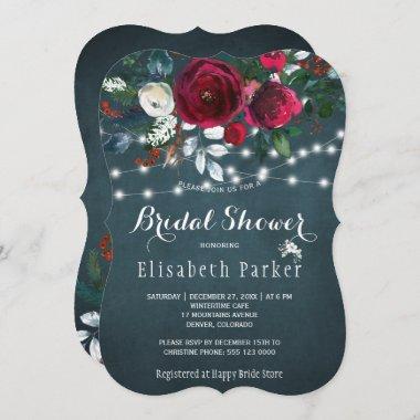 Rustic elegant winter floral chic bridal shower Invitations