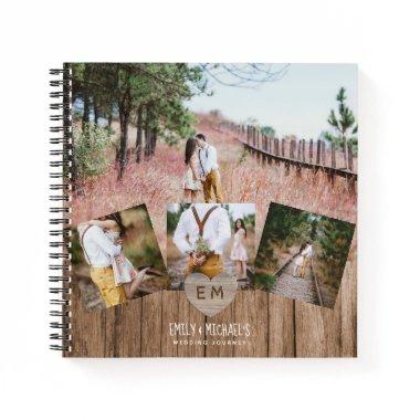 Rustic Engraved Heart Wedding Bridal Shower PHOTOS Notebook