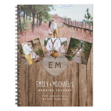 Rustic Engraved Heart Wedding Bridal Shower PHOTOS Notebook