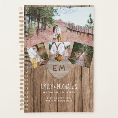 Rustic Engraved Heart Wedding Bridal Shower PHOTOS Planner