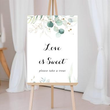 Rustic Eucalyptus Gold Floral Love Is Sweet Sign