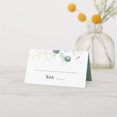 Rustic Eucalyptus Gold Floral Wedding Place Invitations