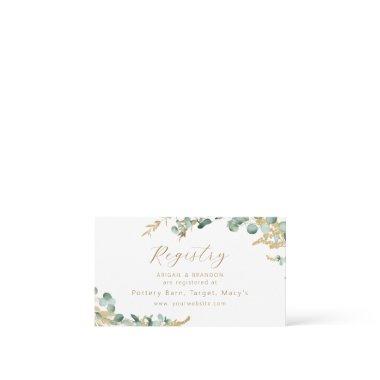 Rustic eucalyptus gold green boho bridal Registry Place