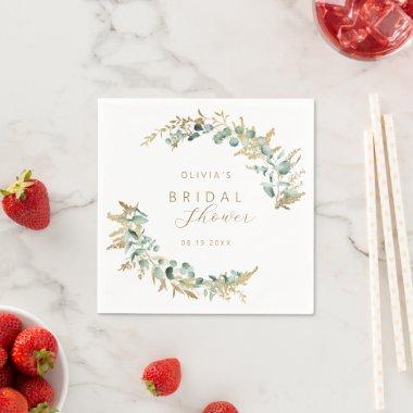 Rustic eucalyptus gold greenery boho  Napkins