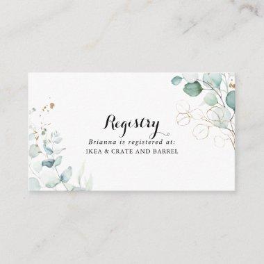 Rustic Eucalyptus Gold Wedding Gift Registry Enclosure Invitations